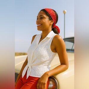 Jones New York White Sleeveless Blouse